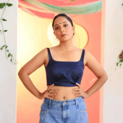 Cholii Day to Day - Dark Blue Colour Cotton Sleeveless Blouse