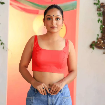 Cholii Day to Day - Red Colour Cotton Sleeveless Blouse