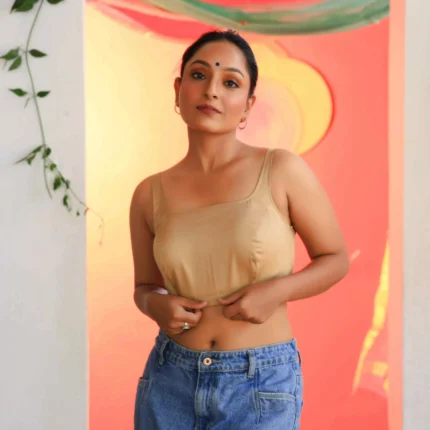 Cholii Day to Day - Skin Colour Cotton Sleeveless Blouse