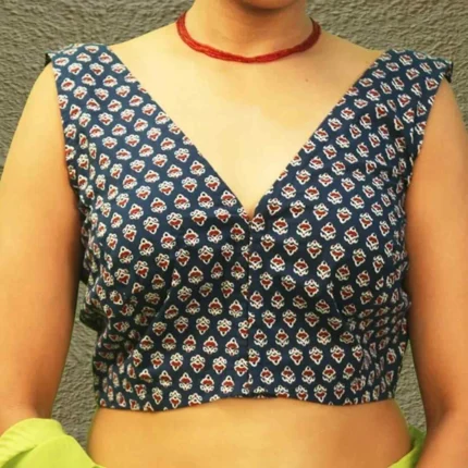 Cholii Neela Buta - Cotton Sleeveless Blouse