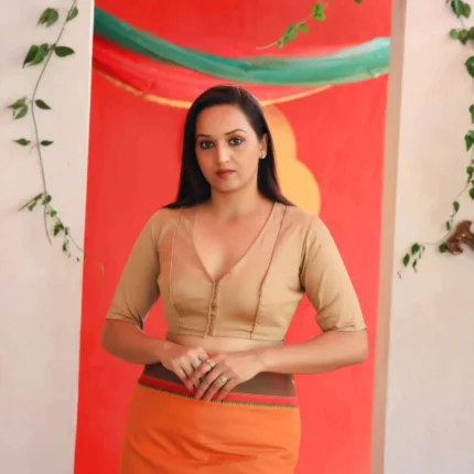 Cholii Rojana - Skin Colour Pure Cotton Short Sleev Blouse
