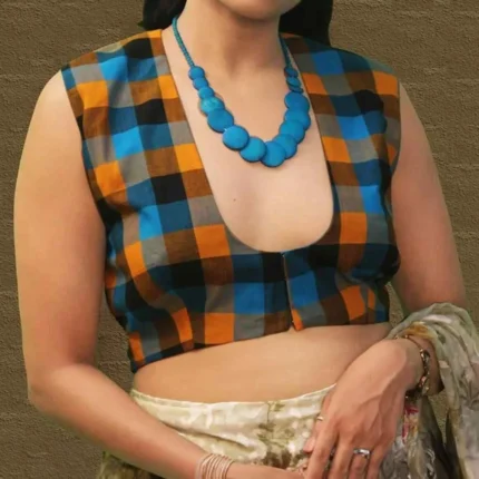 Cholii Rubicscube - Hand Woven Ikkat Cotton Sleeveless Blouse